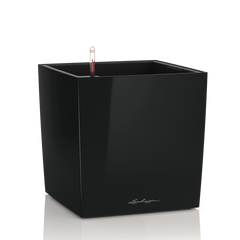 Вазон з кашпо і гідросистемою Cube Premium 50 чорний глянець
