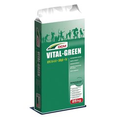 Добриво для газону DCM Vital Green NPK 14-4-8+3MgO+Fe Літо 25 кг