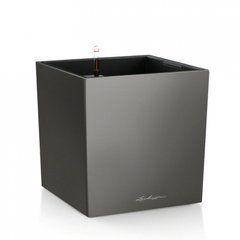 Вазон с кашпо и гидросистемой Cube Premium 30 антрацит отлив