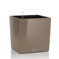 Вазон с кашпо и гидросистемой Cube Premium 30 серо-коричневый