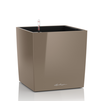 Вазон с кашпо и гидросистемой Cube Premium 30 серо-коричневый