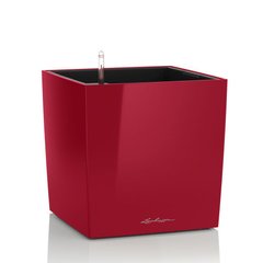 Вазон с кашпо и гидросистемой Cube Premium 30 красный глянец