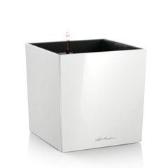 Вазон с кашпо и гидросистемой Cube Premium 40 белый глянец