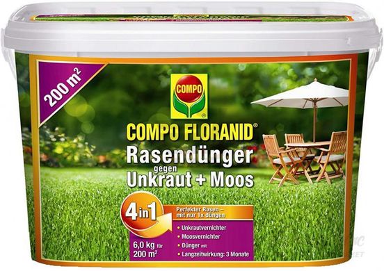 Комплексное удобрение Floranid Compo против мха и бурьянов 4.5 кг